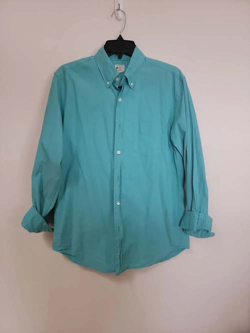 J.Crew Sunwashed Oxford Teal Button Down Shirt Men's Size M Cotton Solid